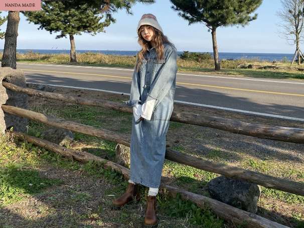スタイルナンダ ロングデニムシャツワンピース