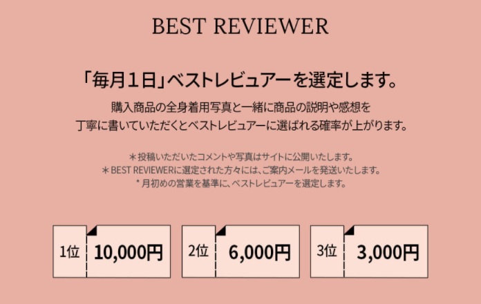 スタイルナンダ公式通販サイト ベストレビュアー特典