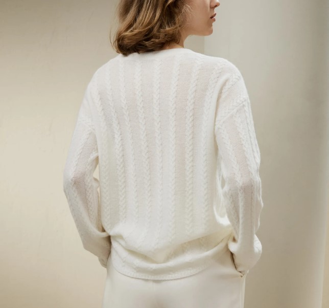 LILYSILK ケーブル編み セミシアーニット カシミアセーター②