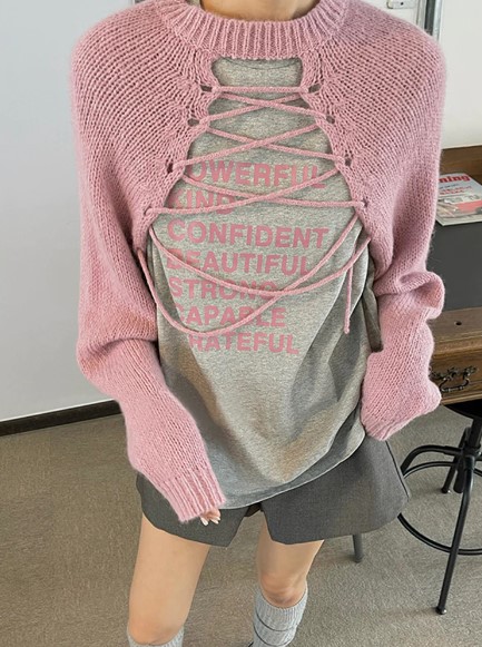 サンセットガーデン クロップドニット+TシャツSET①