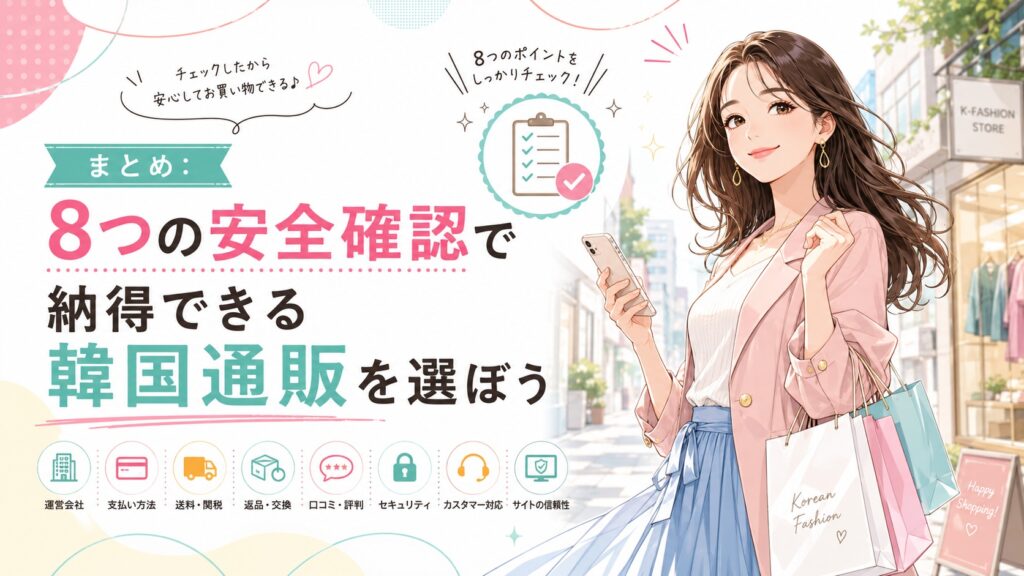 8つの安全ポイントを確認し、信頼できる韓国ファッション通販を選んで買い物を楽しむ女性
